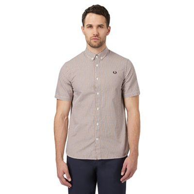 Fred Perry Yellow basket weave print regular fit shirt
